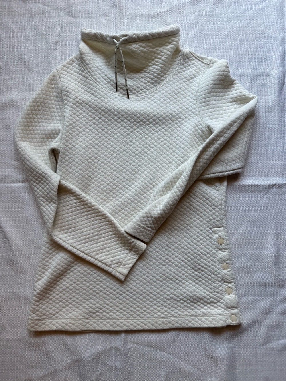 L.L. Bean Cream Quilted Cowl Neck Sweater